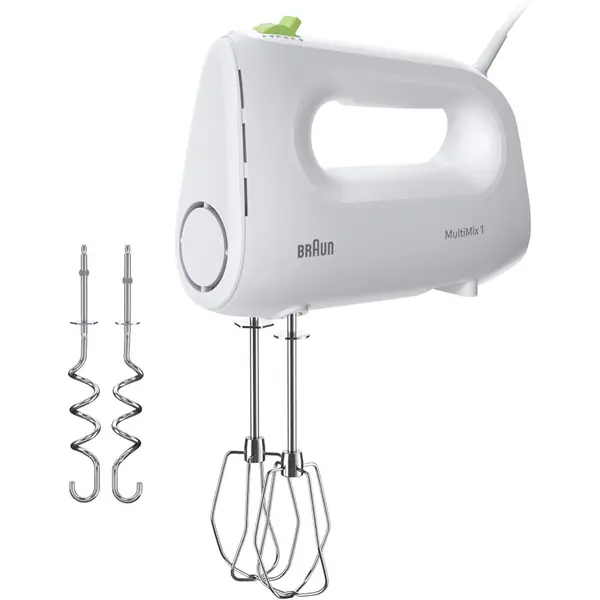 Mixer de mana Braun HM1110WH, 450 W, 4 viteze, Alb