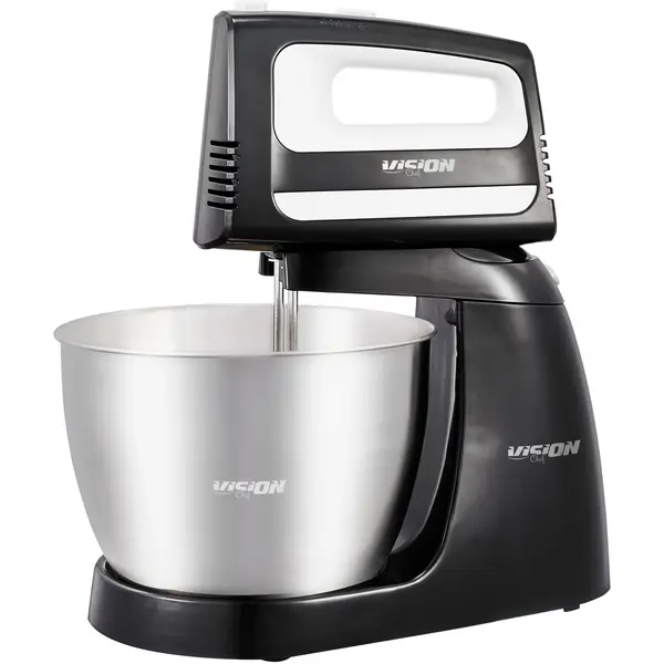 Mixer detasabil Vision Chef VMBSS450W01, 450 W, 5 trepte + Turbo, Bol din inox 2L, Multifunctional, Negru/Argintiu