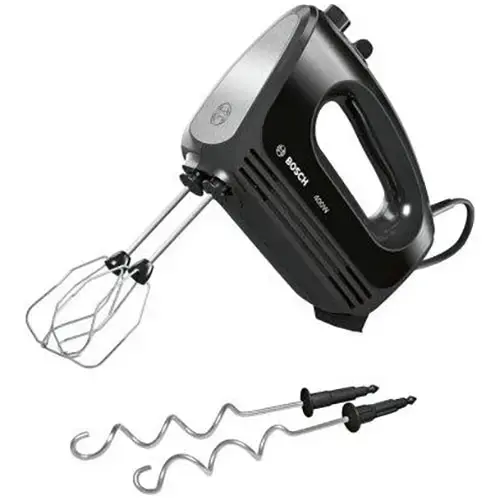 Mixer manual Bosch MFQ2420B, 4 trepte de viteza, nivel Turbo, 400 W, Negru/Argintiu