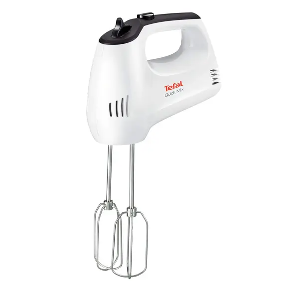 Mixer Quick Mix HT310138, 300 W, 5 trepte de viteza, functie Turbo, 2 teluri, 2 carlige, alb