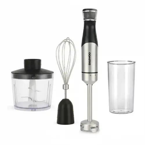 Mixer vertical Daewoo DHB100X, putere 1000 W, tija detasabila din inox, 6 trepte de viteza, functie turbo, lama din inox (Negru/Argintiu)