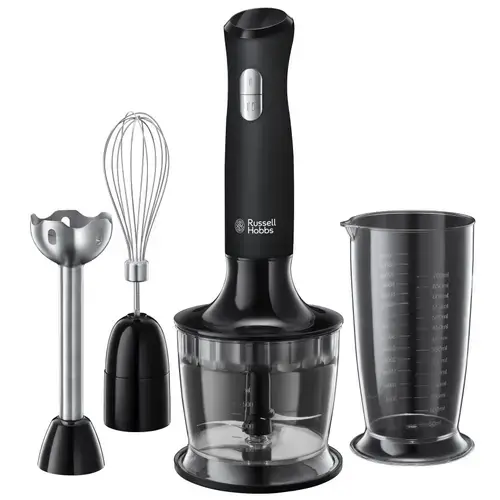 Mixer vertical Russell Hobbs Matte Black 3 in 1 24702-56, 500 W, Mini tocator, Tel, Negru/Inox