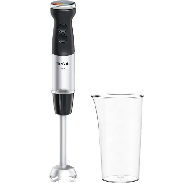 Mixer vertical Tefal Quickchef+ HB671830, 1000 W, 20 viteze, pahar gradat 800 ml, 4 lame Powelix, functie turbo, negru / argintiu