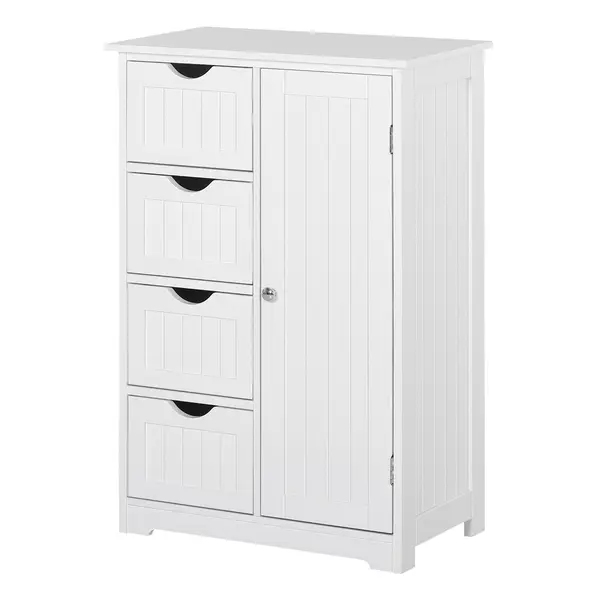 Mobila de Baie Kleankin cu Usa Basculanta si Sertare Alb 56 x 30 x83cm | Aosom Romania