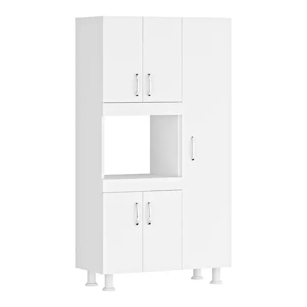 Mobila de bucatarie Defne cu loc de microunde, 5 usi, alb, 89x38x160 cm