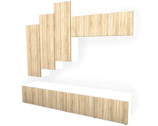 Mobila Living Armonia V3 MDF Sonoma - cu sistem PUSH TO OPEN