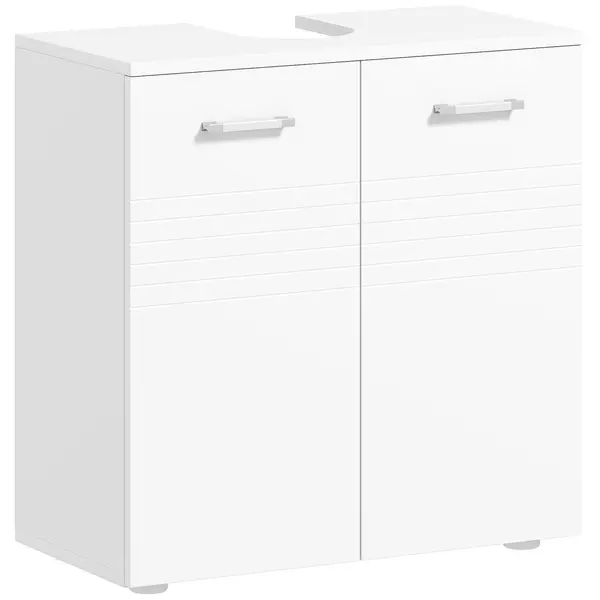 Mobilier Baie Subchiuvetă Kleankin cu 2 Uși, Spațiu de Stocare Eficient, din Lemn, Alb, 60x30x62.5cm | Aosom Romania