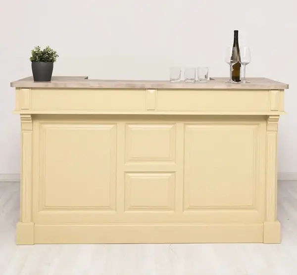 Mobilier cafenea 180 cm lungime - blat pin - Culoare Top_P037 - Culoare Corp_P046A - DUBLU COLOR cu finisaj Dublu color
