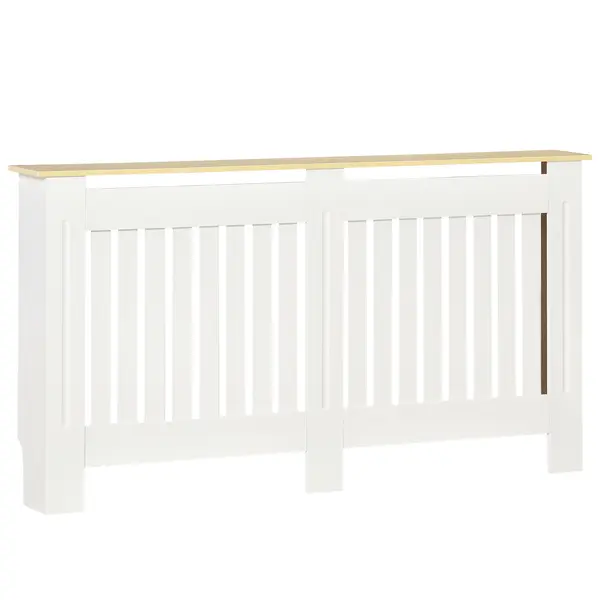 Mobilier Calorifer din PAL cu aspect de Lemn si MDF, Panouri sub forma de Lamele si Raft Superior, 152x19x83cm, Alb HOMCOM | Aosom RO