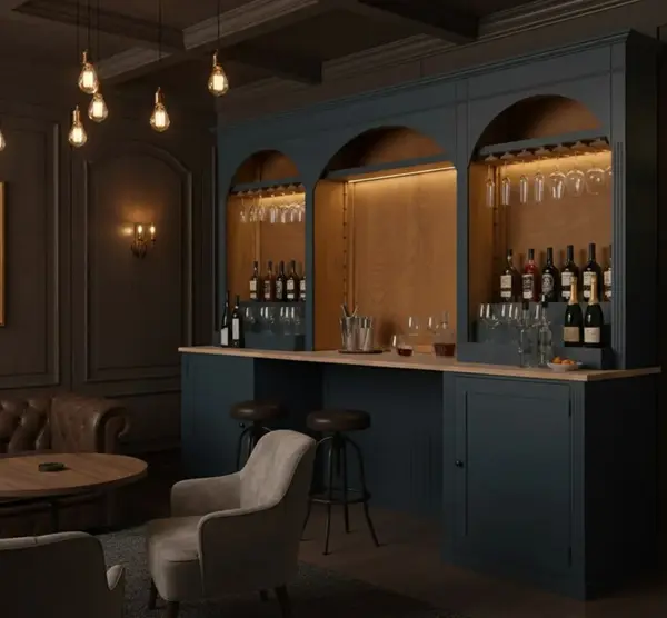 Mobilier de bar cu suport pentru pahare si sticle