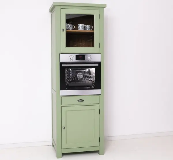 Mobilier de bucatarie 2 usi pentru cuptor cu finisaj Muted Olive / Walnut Waxed