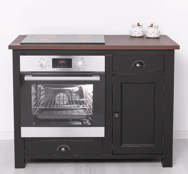 Mobilier de bucatarie pentru cuptor si aragaz, blat stejar cu finisaj Dublu color