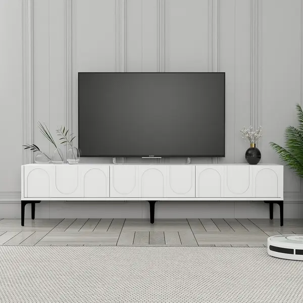 Mobilier Lyon 42, Cream Black - White Black, 180x35 cm