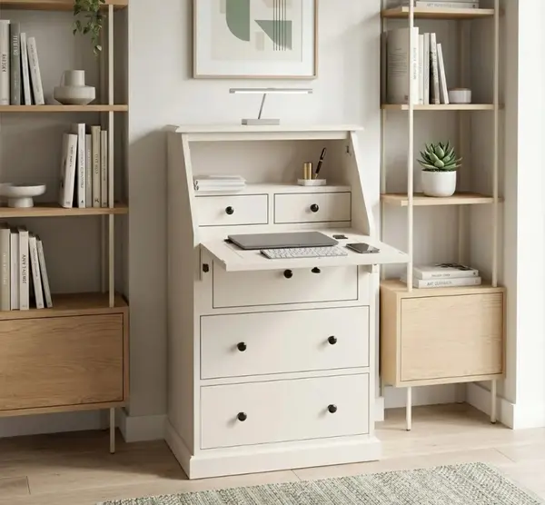 Mobilier mic cu blat masa incorporat cu finisaj Cream