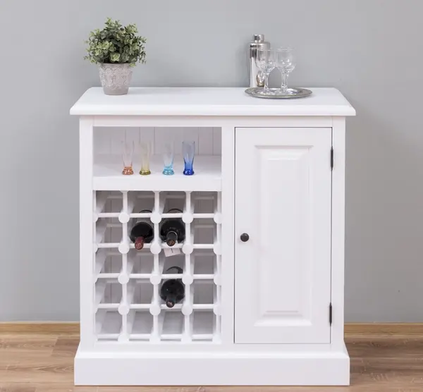 Mobilier mic pentru bar cu suport sticle cu finisaj White