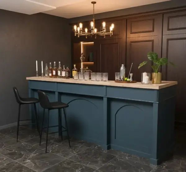 Mobilier pentru bar cu blat din lemn cu finisaj Dublu color