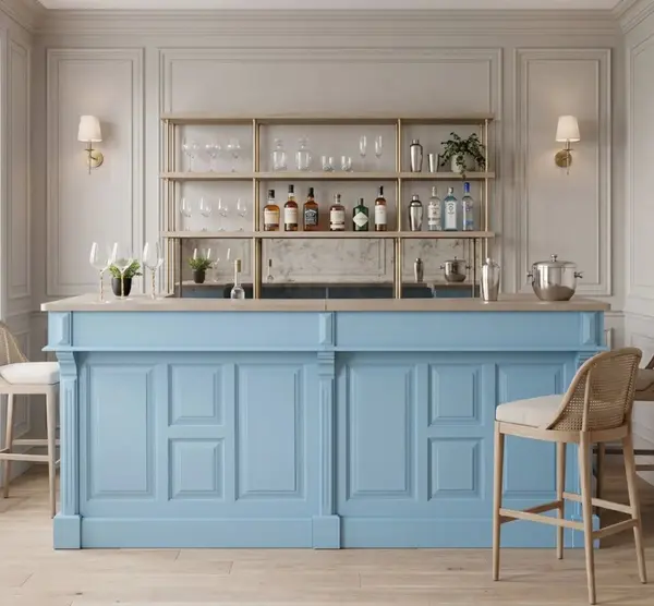 Mobilier pentru baruri S+D cu finisaj Sky Blue / Ash Brown