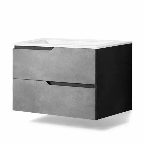 Mobilier pentru lavoar incastrat 60 cm, sertare softclose, gri urban, Fluminia Bari