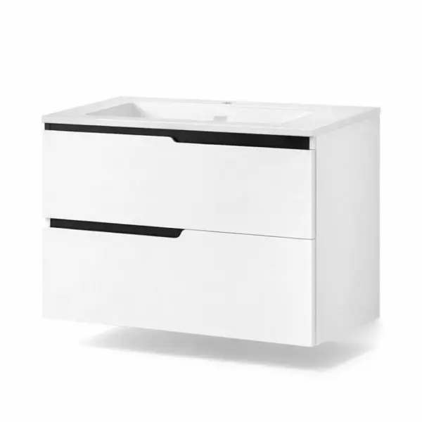 Mobilier pentru lavoar incastrat 80 cm, alb mat, Fluminia Bari 80