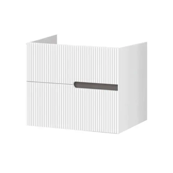 Mobilier pentru lavoar pe blat 60 cm, alb, cu riflaje, Fluminia Malta