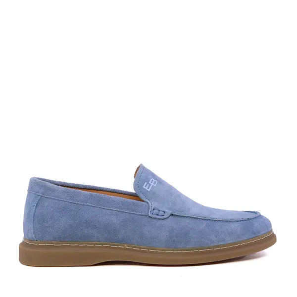 Mocasini bărbați Enzo Bertini Premium Collection albastru deschis din piele întoarsă 1641BM232298VAZ