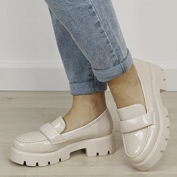 Mocasini bej lacuiti de tip loafers MO-6 01