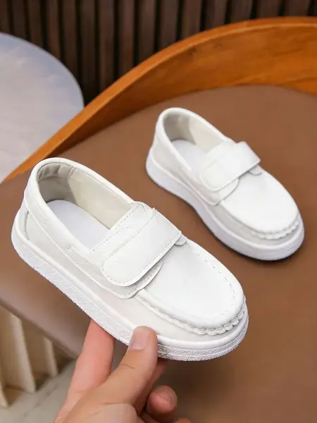 Mocasini cu cusături clasice pentru copii, pantofi casual cu talpă moale - alb cu scai / 32 EUR