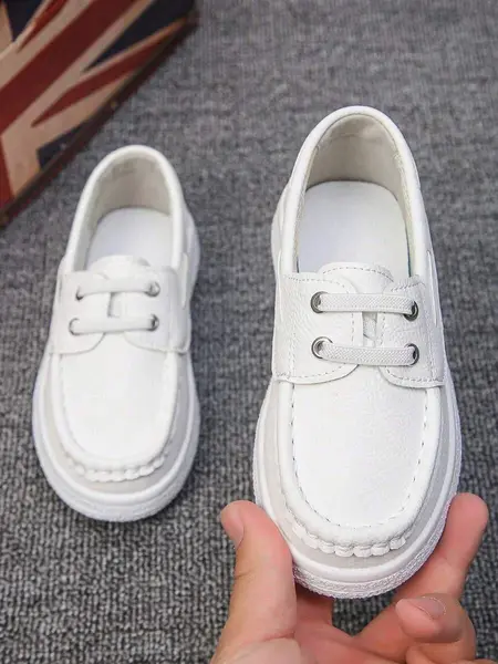Mocasini cu cusături clasice pentru copii, pantofi casual cu talpă moale - alb / 29 EUR