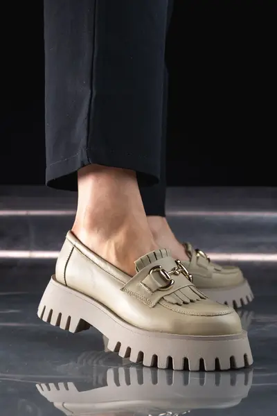 Mocasini Dama din Piele cu Accesoriu - Lleida BEJ