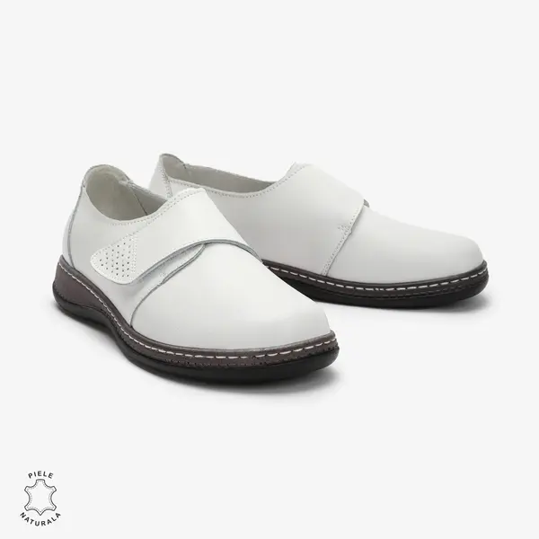 Mocasini dama din Piele naturală CRL0017 Alb