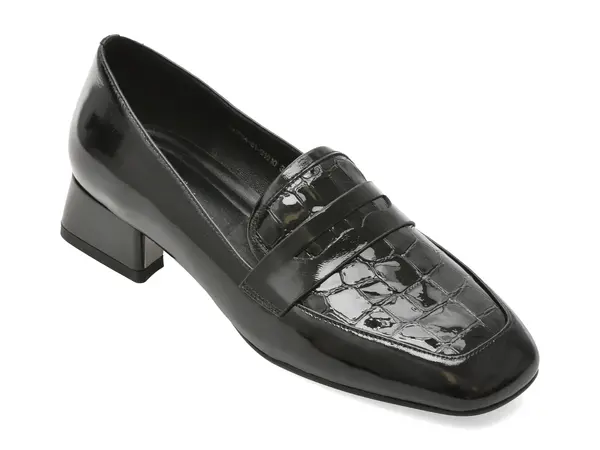 Mocasini EPICA negri, DA7034, din piele naturala lacuita