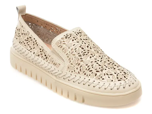 Mocasini FLAVIA PASSINI albi, 372601, din piele naturala