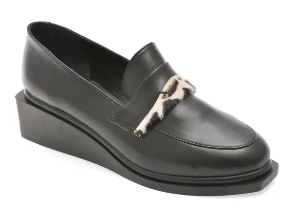 Mocasini GOLD DEER negri, 3892523, din piele naturala