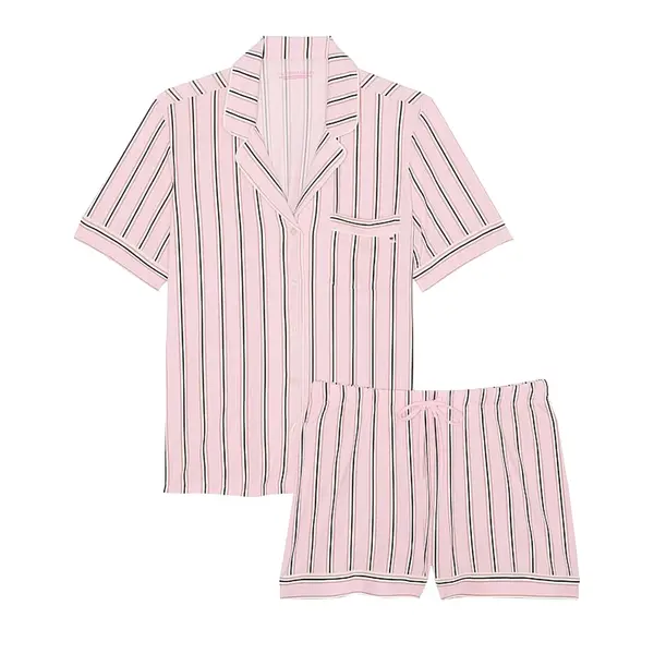 Modal short pajama set - pretty blossom stripes L