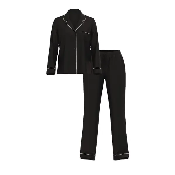 Modal soft long pajama set - black Xl