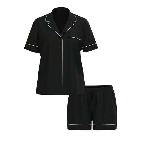 Modal soft short pajama set - black M