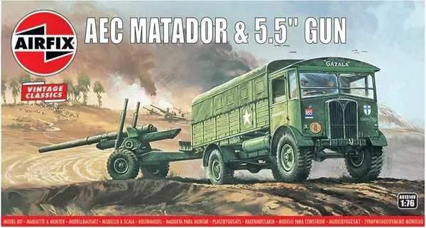 Model asamblabil Airfix Militari: Camioane - Tractor AEK Matador cu tun de 5,5 inch