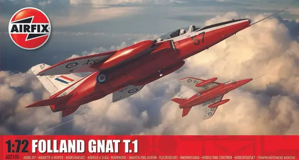 Model asamblat Airfix Militar : Avioane - Avioane ușoare cu reacție Folland Gnat T.1