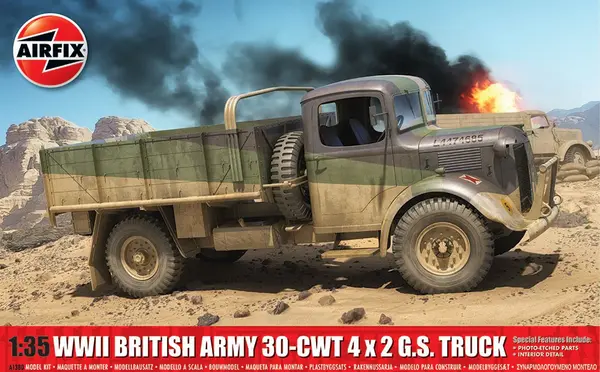 Model asamblat Airfix Militar : Camioane - WWII British Army 30-cwt 4x2 GS Truck