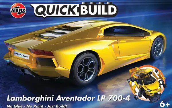 Model asamblat Airfix Modern: mașini - QUICKBUILD Lamborghini Aventador - Yellow - Asamblare fără lipici