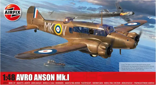 Model de asamblat Airfix Militari: Avioane - Avion multirol britanic Avro Anson Mk.I