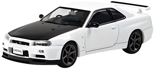 Model de colecție Carnel Modern: Automobile - Nissan Skyline GT-R VspecII N1(BNR34), alb/negru, 2000