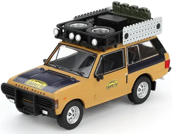 Model de colecție Mini GT Modern: Automobile - Land Rover Range Rover C.Swoboda/K.Mentel Câștigător Camel Trophy Sumatra (1981) (Blister)