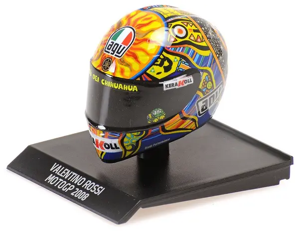 Model de colecție MINICHAMPS - Replică a căștii Valentino Rossi, MotoGP 2008