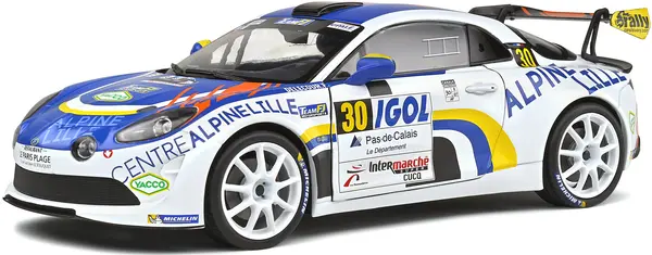 Model de colecție SOLIDO Curse: Mașini - Alpine A110 RGT Rallye du Touquet (2020)