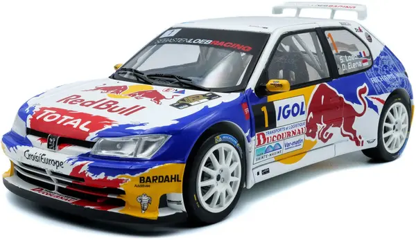 Model de colecție SOLIDO Curse: Mașini - Peugeot 306 Maxi #1 S.Loeb/D.Elena Rally du Var (White) (2017) (SOL1808308)