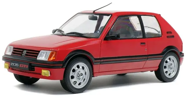 Model de colecție SOLIDO Moderne: Automobile - Peugeot 205 GTI 1.9L MK 1, Rouge Vallelunga, 1988