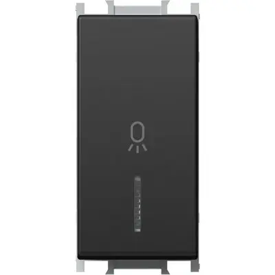 Modul Buton cu LED Simplu 1M 16A IP20 Negru, TEM Modul TEM-SM11SBIN02-U