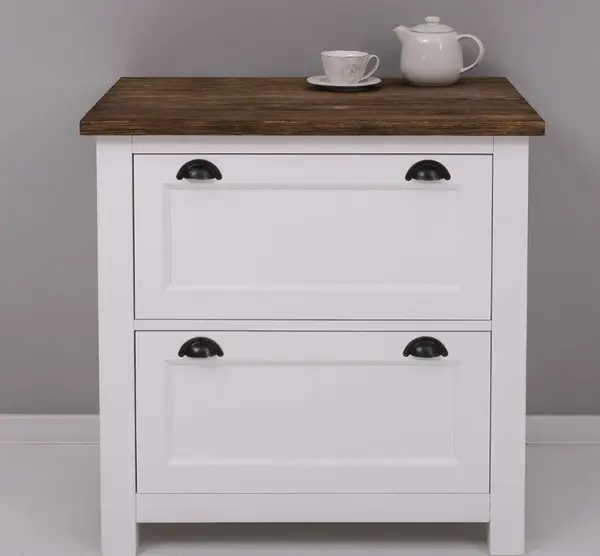 Modul de bucatarie cu doua sertare si doua sertare ascunse, sertare pe sine metalice simple, blat stejar cu finisaj Dublu color