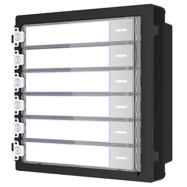 Modul de extensie videinterfon cu sase butoane de apelare Hikvision DS-KD-KK; montaj aplicat sau ingropat (acesoriile de montaj